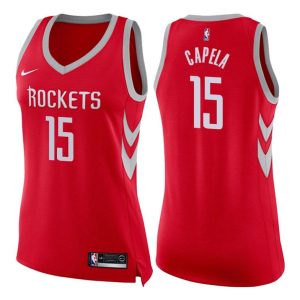 Damen Houston Rockets Trikot #15 Clint Capela Icon Rot Swingman