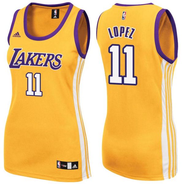 Damen Los Angeles Lakers Trikot #11 Brook Lopez Gold Swingman