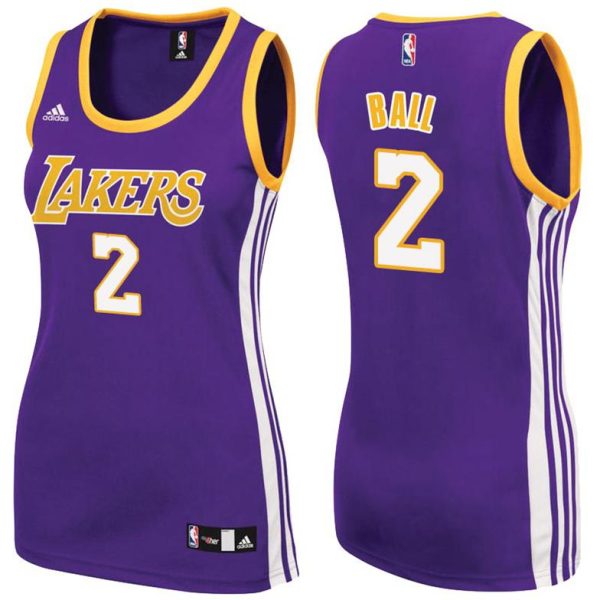 Damen Los Angeles Lakers Trikot #2 Lonzo Ball Lila Swingman