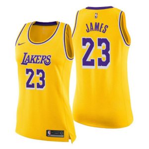 Damen Los Angeles Lakers Trikot #23 LeBron James Icon Gold Swingman