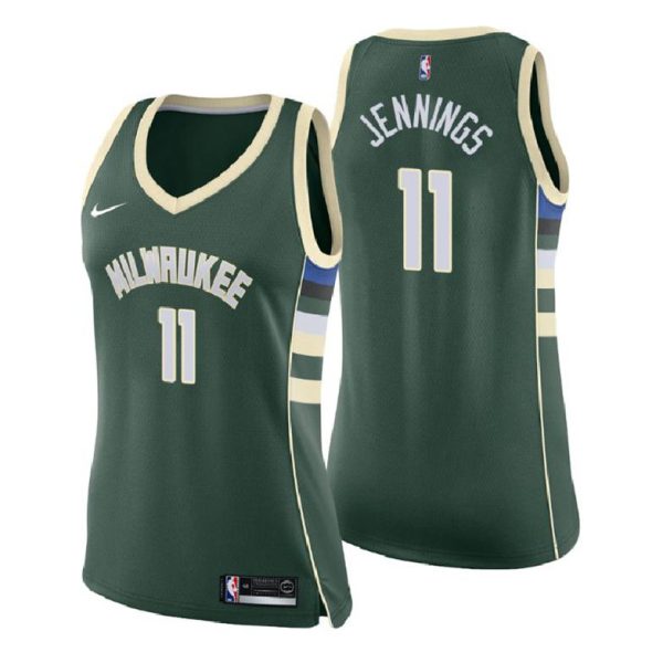 Damen Milwaukee Bucks Trikot #11 Brandon Jennings Icon Edition Grün Swingman