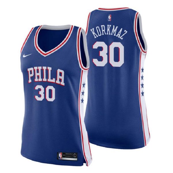 Damen Philadelphia 76ers Trikot #30 Furkan Korkmaz City Edition Blau Swingman