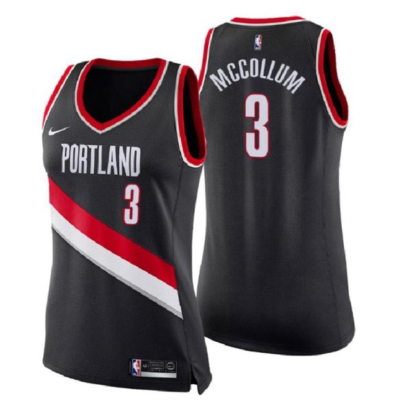 Damen Portland Trail Blazers Trikot #3 C.J. McCollum Icon Edition Schwarz Swingman