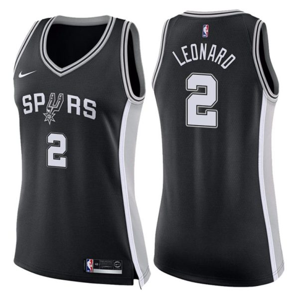 Damen San Antonio Spurs Trikot #2 Kawhi Leonard Icon Schwarz Swingman