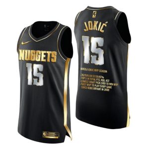Denver Nuggets Trikot Nikola Jokic #15 Wins 2020-21 NBA MVP Schwarz Golden Edition