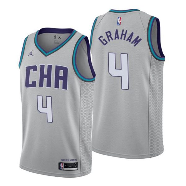 Herren 2019-20 Charlotte Hornets Trikot #4 Devonte‘ Graham City Grau Swingman