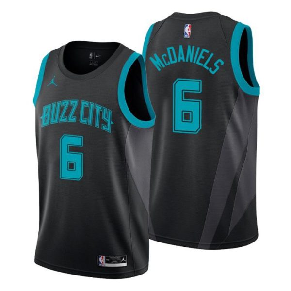 Herren 2019-20 Charlotte Hornets Trikot #6 Jalen McDaniels City Schwarz Swingman