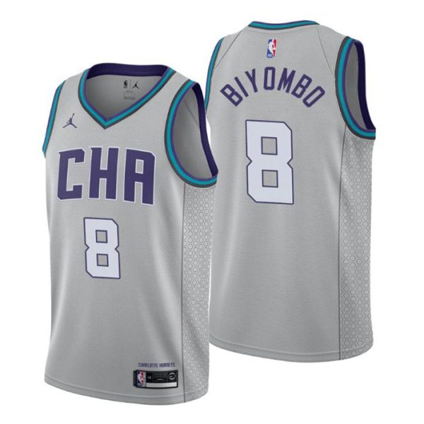 Herren 2019-20 Charlotte Hornets Trikot #8 Bismack Biyombo City Grau Swingman