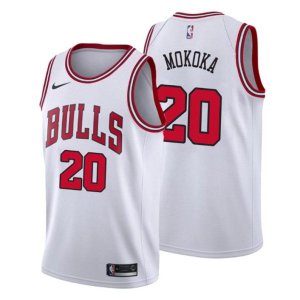 Herren 2019-20 Chicago Bulls Trikot #20 Adam Mokoka Association Weiß Swingman