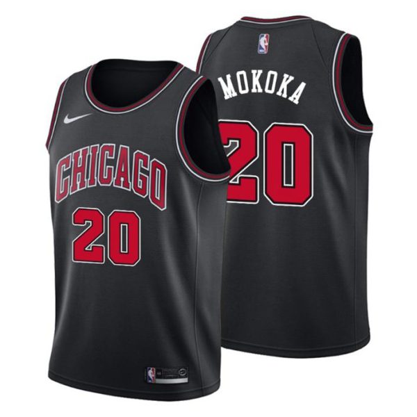 Herren 2019-20 Chicago Bulls Trikot #20 Adam Mokoka Statement Schwarz Swingman