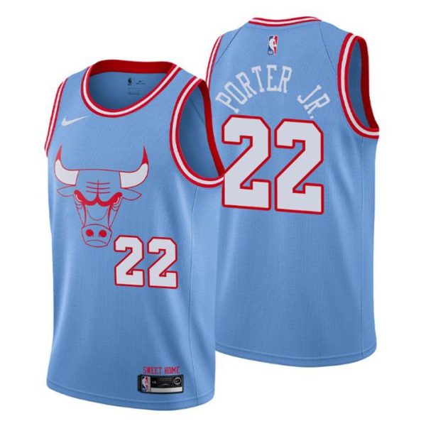 Herren 2019-20 Chicago Bulls Trikot #22 Otto Porter Jr. City Blau Swingman