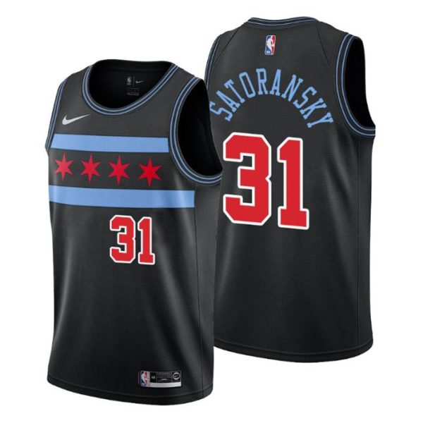 Herren 2019-20 Chicago Bulls Trikot #31 Tomas Satoransky City Schwarz Swingman