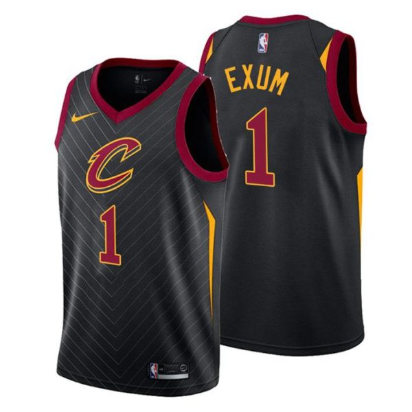 Herren 2019-20 Cleveland Cavaliers Trikot #1 Dante Exum Statement Schwarz Swingman