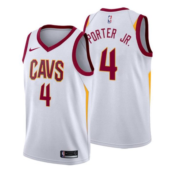 Herren 2019-20 Cleveland Cavaliers Trikot #4 Kevin Porter Jr. Association Weiß Swingman