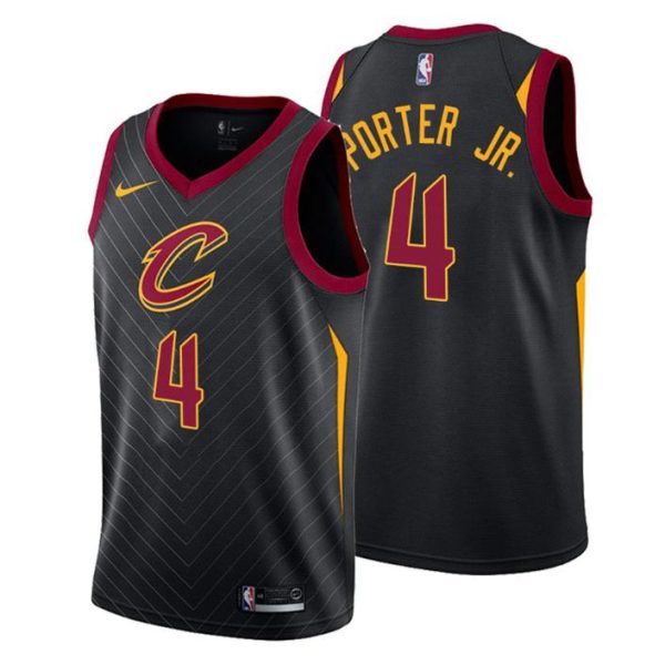 Herren 2019-20 Cleveland Cavaliers Trikot #4 Kevin Porter Jr. Statement Schwarz Swingman