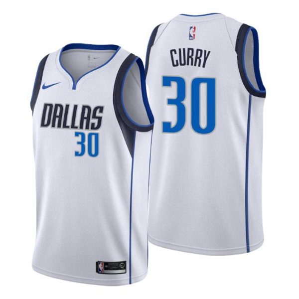 Herren 2019-20 Dallas Mavericks Trikot #30 Seth Curry Association Weiß Swingman