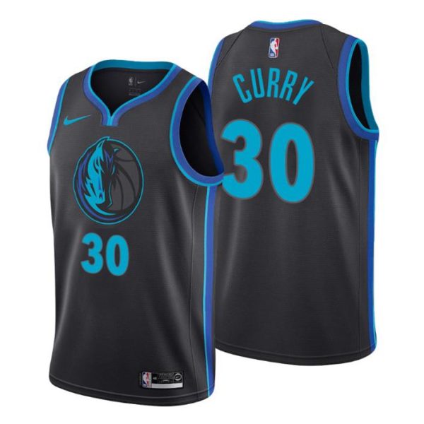 Herren 2019-20 Dallas Mavericks Trikot #30 Seth Curry City Schwarz Swingman