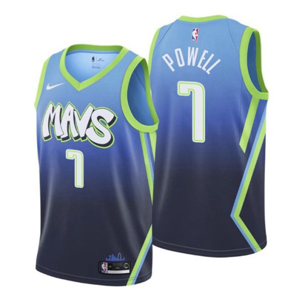 Herren 2019-20 Dallas Mavericks Trikot #7 Dwight Powell City Blau Swingman