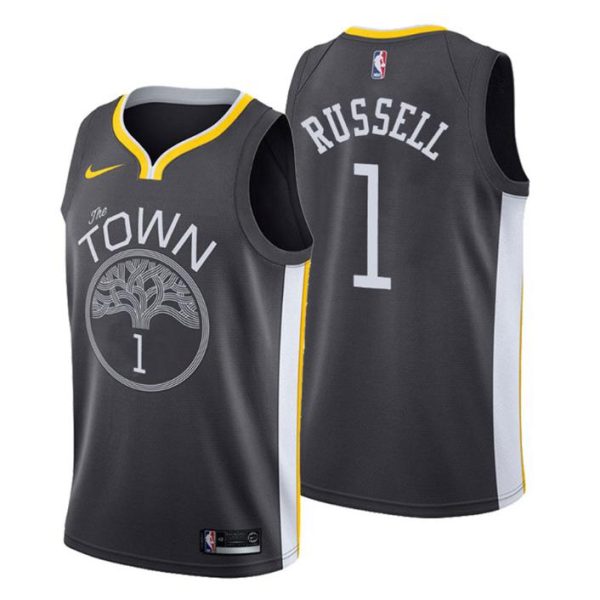 Herren 2019-20 Golden State Warriors Trikot #1 D’Angelo Russell Statement Schwarz Swingman