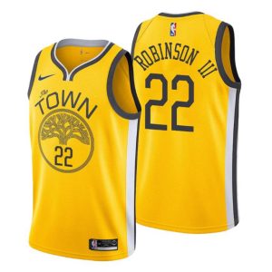 Herren 2019-20 Golden State Warriors Trikot #22 Glenn Robinson III Earned Gelb  Swingman