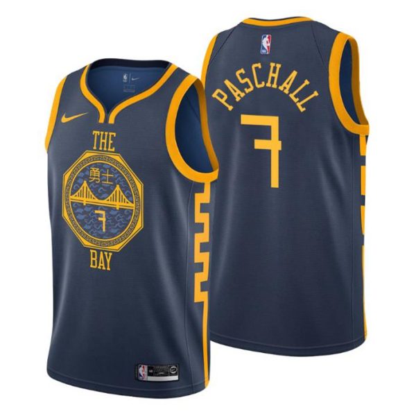 Herren 2019-20 Golden State Warriors Trikot #7 Eric Paschall City Navy Swingman