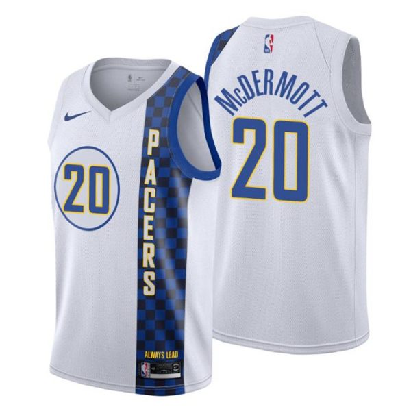 Herren 2019-20 Indiana Pacers Trikot #20 Doug McDermott City Weiß Swingman