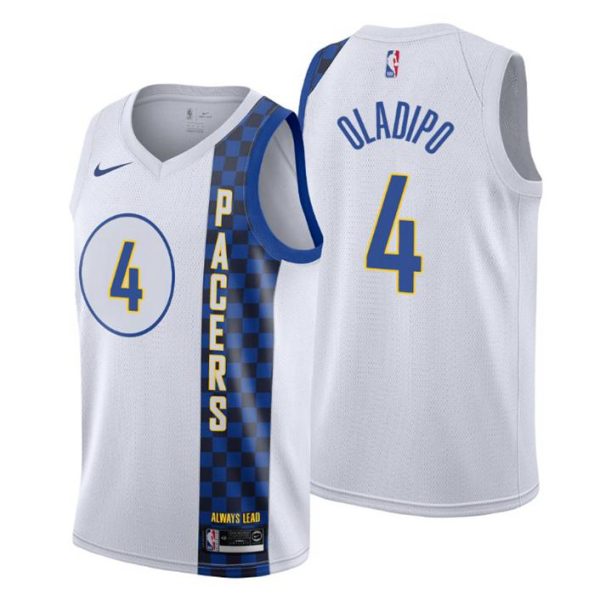 Herren 2019-20 Indiana Pacers Trikot #4 Victor Oladipo City Weiß Swingman