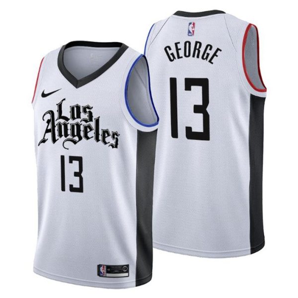 Herren 2019-20 Los Angeles Clippers Trikot #13 Paul George City Weiß Swingman