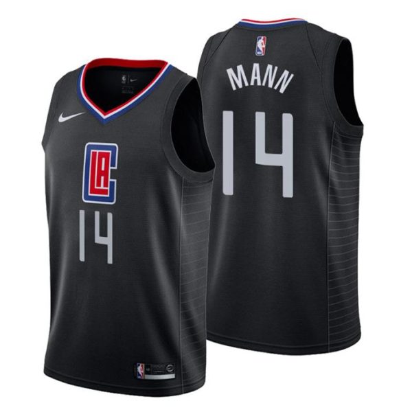 Herren 2019-20 Los Angeles Clippers Trikot #14 Terance Mann Statement Schwarz Swingman