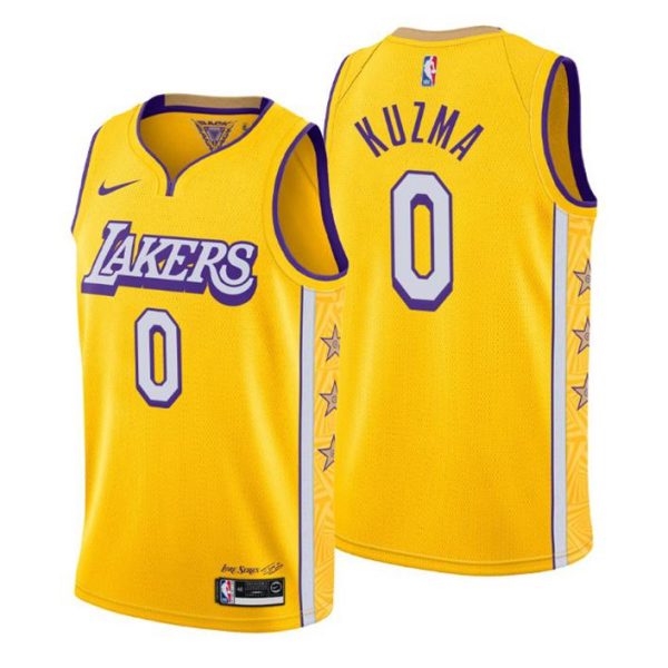 Herren 2019-20 Los Angeles Lakers Trikot #0 Kyle Kuzma City Gelb  Swingman