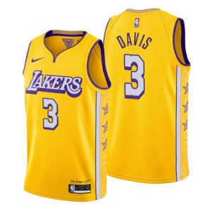 Herren 2019-20 Los Angeles Lakers Trikot #3 Anthony Davis City Gelb  Swingman