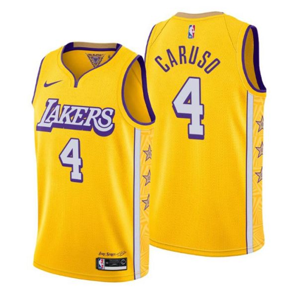 Herren 2019-20 Los Angeles Lakers Trikot #4 Alex Caruso City Gelb  Swingman