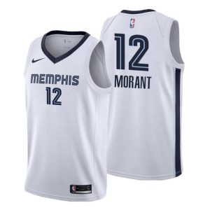Herren 2019-20 Memphis Grizzlies Trikot #12 Ja Morant Association Weiß Swingman