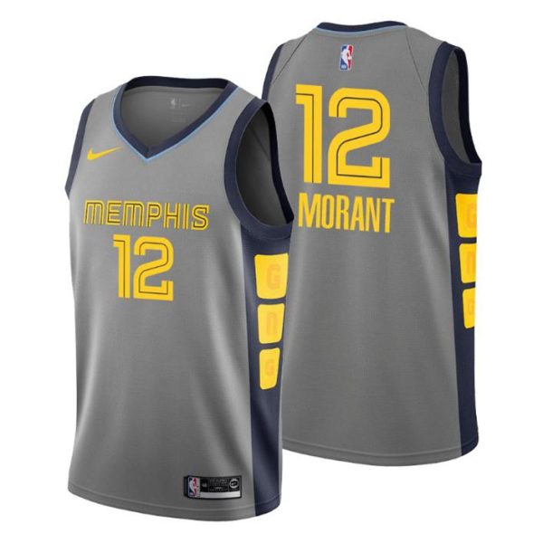 Herren 2019-20 Memphis Grizzlies Trikot #12 Ja Morant City Grau Swingman