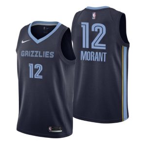 Herren 2019-20 Memphis Grizzlies Trikot #12 Ja Morant Icon Navy Swingman