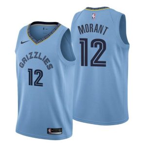 Herren 2019-20 Memphis Grizzlies Trikot #12 Ja Morant Statement Blau Swingman