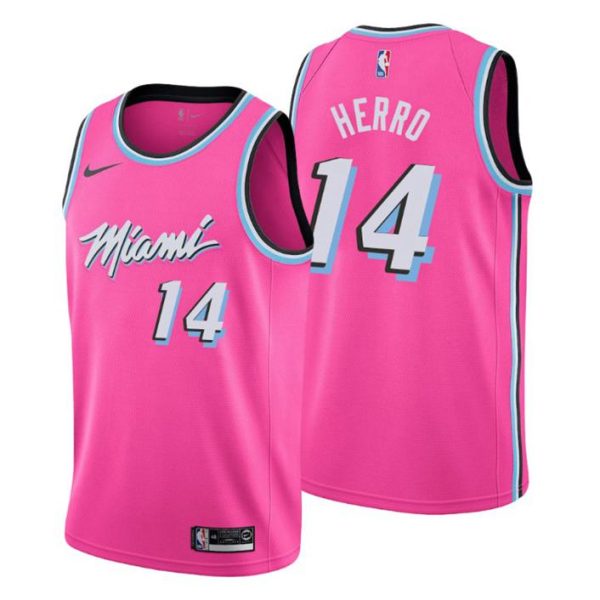 Herren 2019-20 Miami Heat Trikot #14 Tyler Herro Earned Rosa Swingman