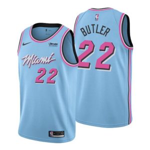 Herren 2019-20 Miami Heat Trikot #22 Jimmy Butler City Blau Swingman