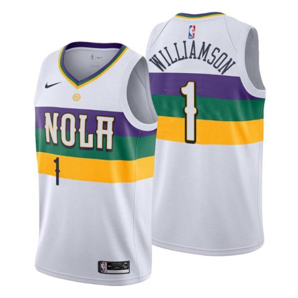 Herren 2019-20 New Orleans Pelicans Trikot #1 Zion Williamson City Weiß Swingman