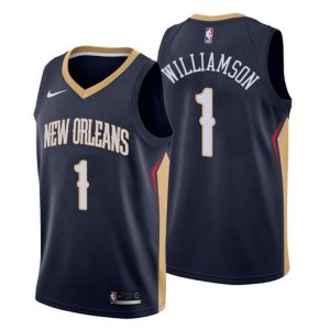 Herren 2019-20 New Orleans Pelicans Trikot #1 Zion Williamson Icon Navy Swingman