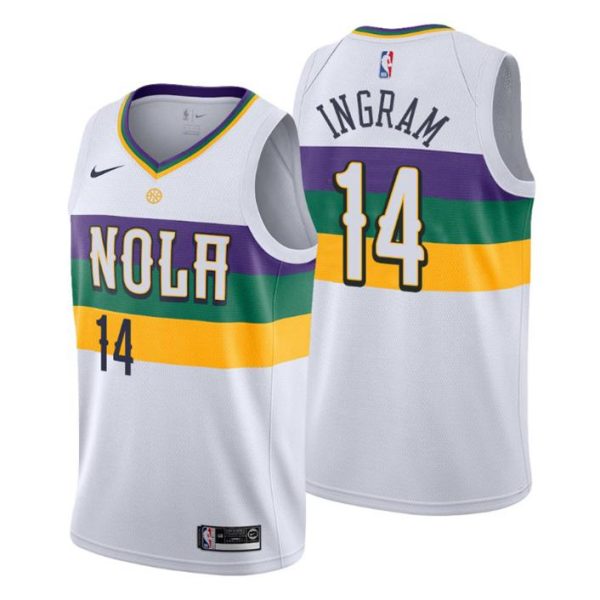 Herren 2019-20 New Orleans Pelicans Trikot #14 Brandon Ingram City Weiß Swingman