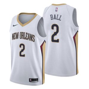 Herren 2019-20 New Orleans Pelicans Trikot #2 Lonzo Ball Association Weiß Swingman