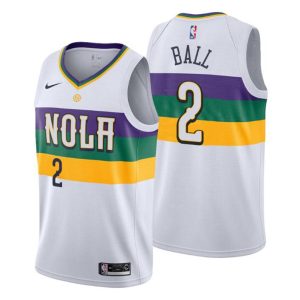 Herren 2019-20 New Orleans Pelicans Trikot #2 Lonzo Ball City Weiß Swingman