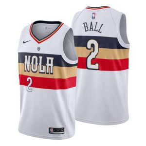 Herren 2019-20 New Orleans Pelicans Trikot #2 Lonzo Ball Earned Weiß Swingman