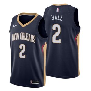 Herren 2019-20 New Orleans Pelicans Trikot #2 Lonzo Ball Icon Navy Swingman