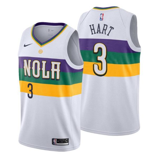 Herren 2019-20 New Orleans Pelicans Trikot #3 Josh Hart City Weiß Swingman