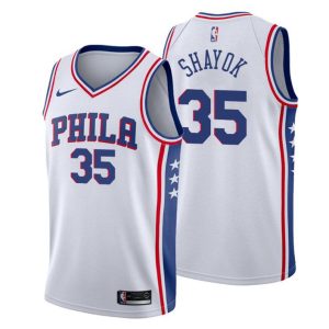 Herren 2019-20 Philadelphia 76ers Trikot #35 Marial Shayok Association Weiß Swingman