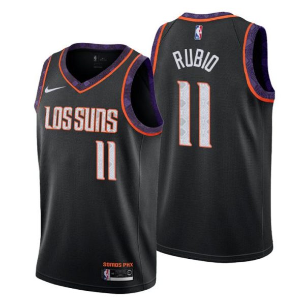 Herren 2019-20 Phoenix Suns Trikot #11 Ricky Rubio City Schwarz Swingman