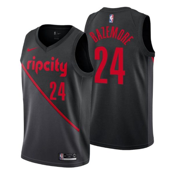 Herren 2019-20 Portland Trail Blazers Trikot #24 Kent Bazemore City Schwarz Swingman