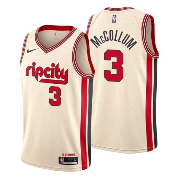 Herren 2019-20 Portland Trail Blazers Trikot #3 C.J. McCollum City Cream Swingman